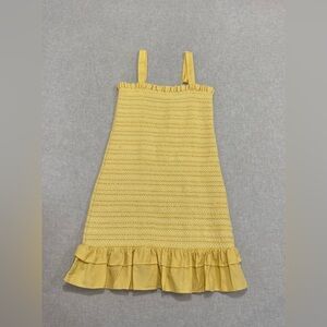 American Eagle Yellow Smocked Ruffle Mini Dress Sz M Sleeveless Bodycon